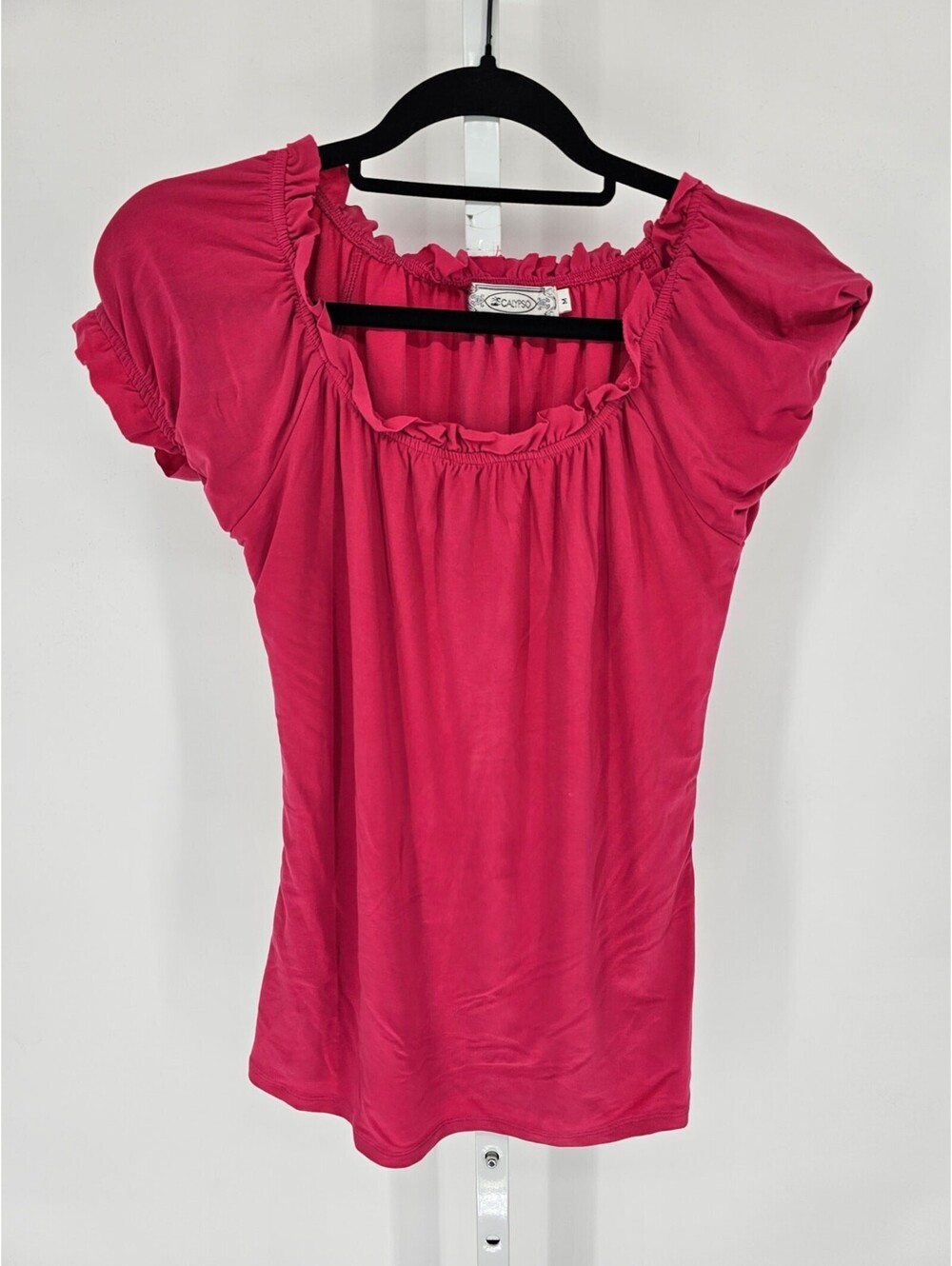 Vintage Y2K Calypso Womens Sz M Bright Pink Short Sleeve Top